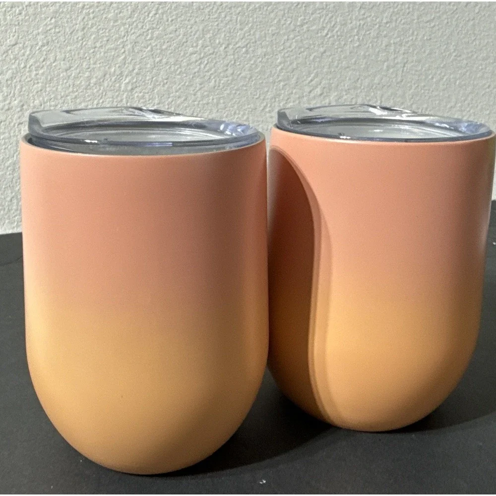 Pier 1 Stainless Steel Insulated Tumbler Lidded To Go Set Of 2‎ Peach 14 Oz